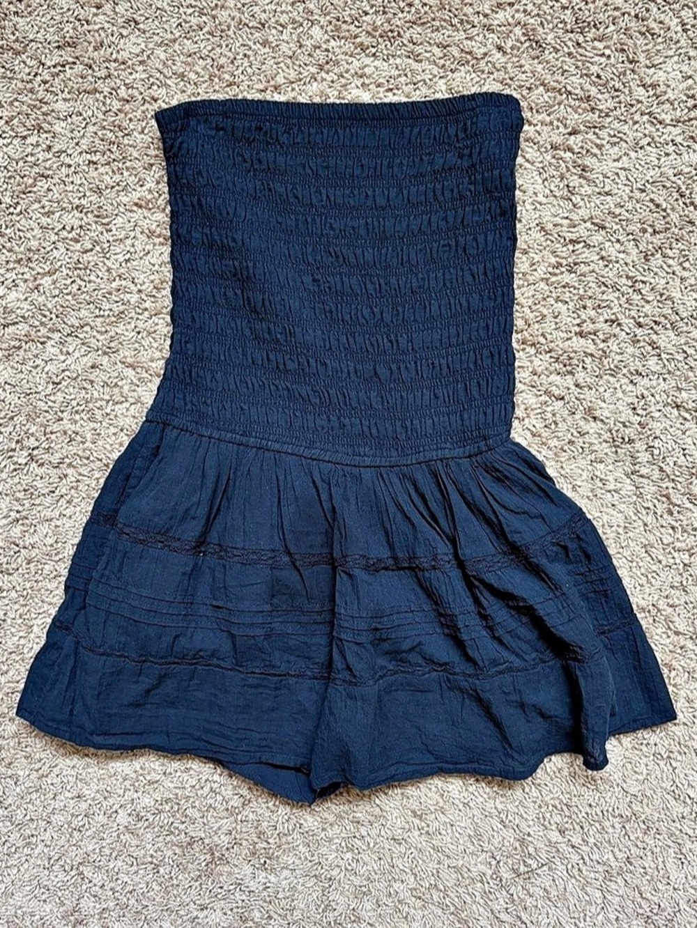 Hollister Strapless Navy Mini Dress Romper in Blue Size Small